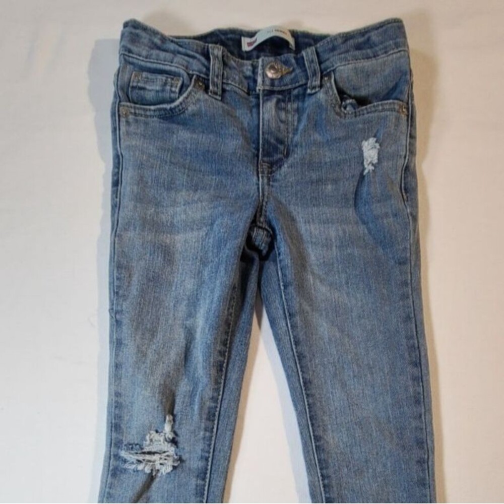 Levi’s 711 Skinny Jeans Childrens 8 Slim Distressed Blue Stretch Denim Mid Rise